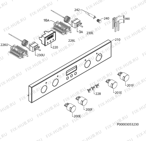 Взрыв-схема плиты (духовки) Zanussi ZOF35702XK - Схема узла Command panel 037